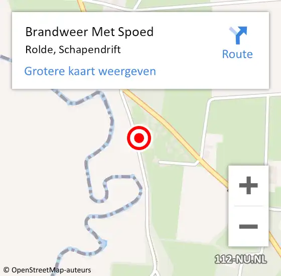 Locatie op kaart van de 112 melding: Brandweer Met Spoed Naar Rolde, Schapendrift op 17 juni 2022 21:13