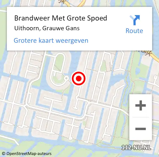 Locatie op kaart van de 112 melding: Brandweer Met Grote Spoed Naar Uithoorn, Grauwe Gans op 17 juni 2022 21:18