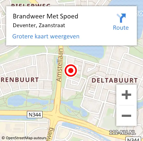 Locatie op kaart van de 112 melding: Brandweer Met Spoed Naar Deventer, Zaanstraat op 17 juni 2022 21:24