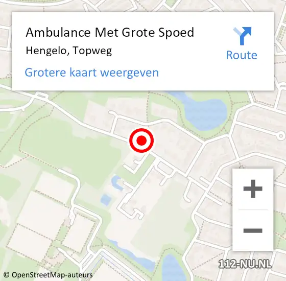 Locatie op kaart van de 112 melding: Ambulance Met Grote Spoed Naar Hengelo, Topweg op 17 juni 2022 21:38