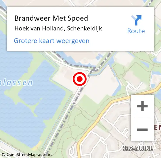 Locatie op kaart van de 112 melding: Brandweer Met Spoed Naar Hoek van Holland, Schenkeldijk op 17 juni 2022 21:47