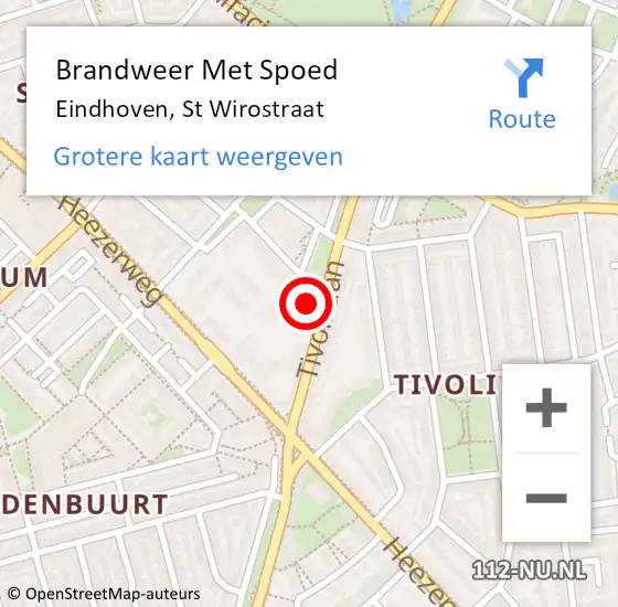 Locatie op kaart van de 112 melding: Brandweer Met Spoed Naar Eindhoven, St Wirostraat op 17 juni 2022 22:01