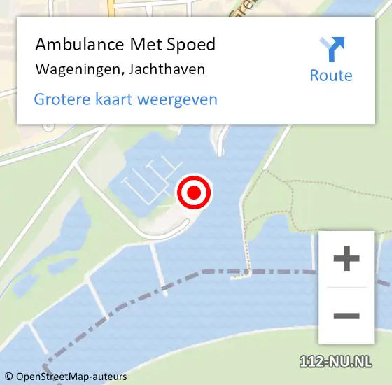 Locatie op kaart van de 112 melding: Ambulance Met Spoed Naar Wageningen, Jachthaven op 17 juni 2022 22:14