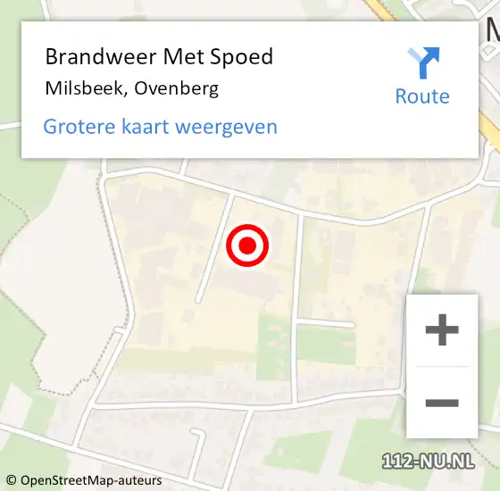 Locatie op kaart van de 112 melding: Brandweer Met Spoed Naar Milsbeek, Ovenberg op 17 juni 2022 22:41