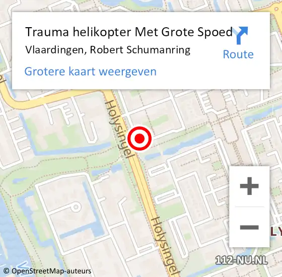 Locatie op kaart van de 112 melding: Trauma helikopter Met Grote Spoed Naar Vlaardingen, Robert Schumanring op 17 juni 2022 22:51