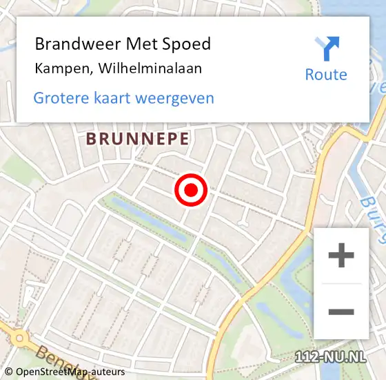 Locatie op kaart van de 112 melding: Brandweer Met Spoed Naar Kampen, Wilhelminalaan op 17 juni 2022 22:52