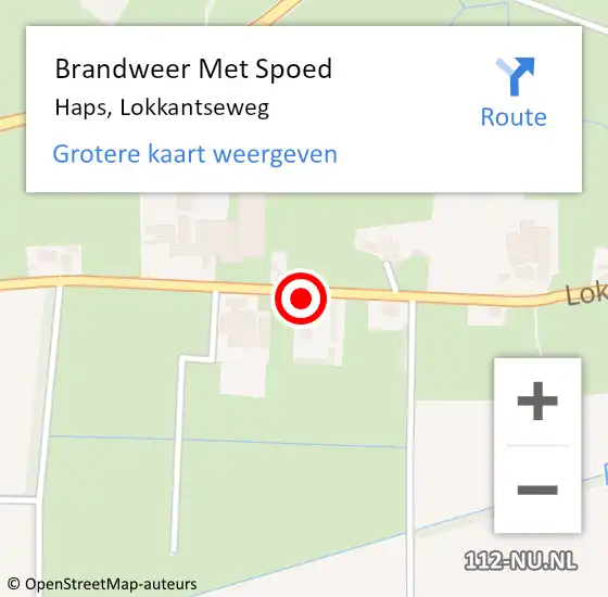 Locatie op kaart van de 112 melding: Brandweer Met Spoed Naar Haps, Lokkantseweg op 17 juni 2022 22:52