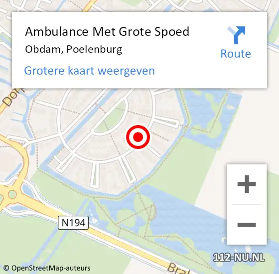 Locatie op kaart van de 112 melding: Ambulance Met Grote Spoed Naar Obdam, Poelenburg op 17 juni 2022 22:53