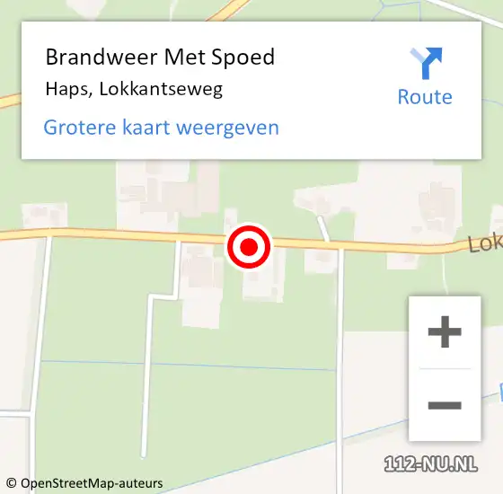 Locatie op kaart van de 112 melding: Brandweer Met Spoed Naar Haps, Lokkantseweg op 17 juni 2022 22:57