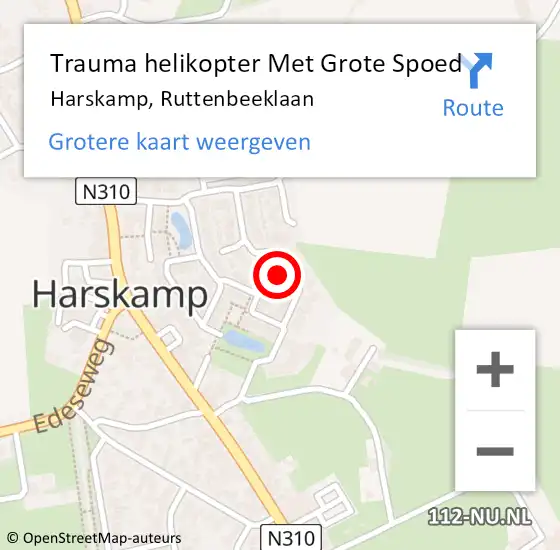 Locatie op kaart van de 112 melding: Trauma helikopter Met Grote Spoed Naar Harskamp, Ruttenbeeklaan op 17 juni 2022 23:04