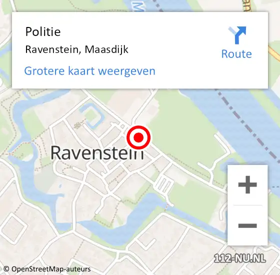 Locatie op kaart van de 112 melding: Politie Ravenstein, Maasdijk op 17 juni 2022 23:28