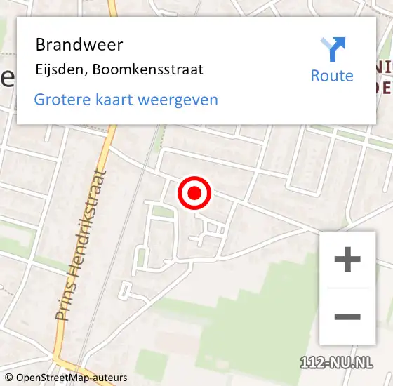 Locatie op kaart van de 112 melding: Brandweer Eijsden, Boomkensstraat op 20 juli 2014 14:30