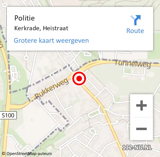 Locatie op kaart van de 112 melding: Politie Kerkrade, Heistraat op 18 juni 2022 00:38