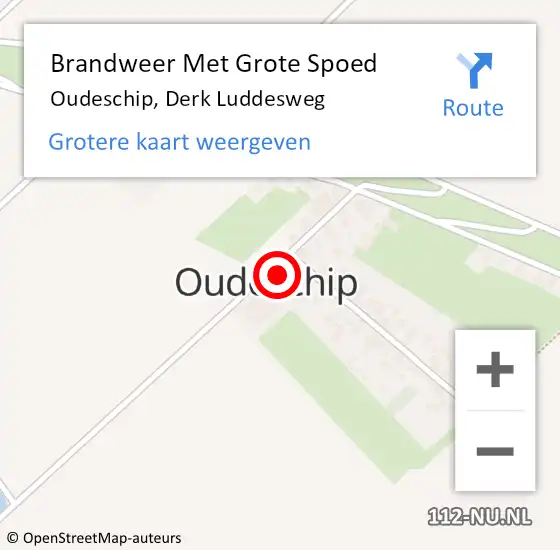 Locatie op kaart van de 112 melding: Brandweer Met Grote Spoed Naar Oudeschip, Derk Luddesweg op 18 juni 2022 00:39