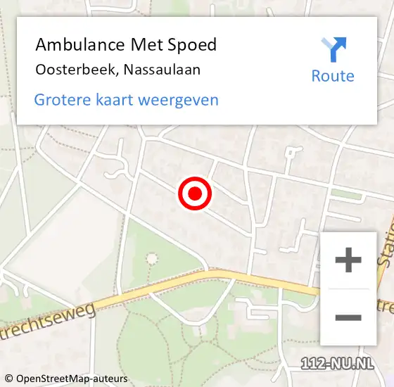 Locatie op kaart van de 112 melding: Ambulance Met Spoed Naar Oosterbeek, Nassaulaan op 18 juni 2022 01:11