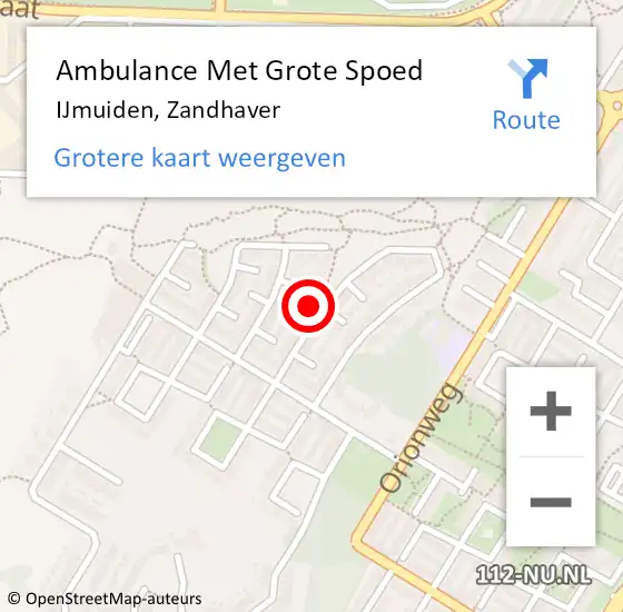 Locatie op kaart van de 112 melding: Ambulance Met Grote Spoed Naar IJmuiden, Zandhaver op 18 juni 2022 01:13