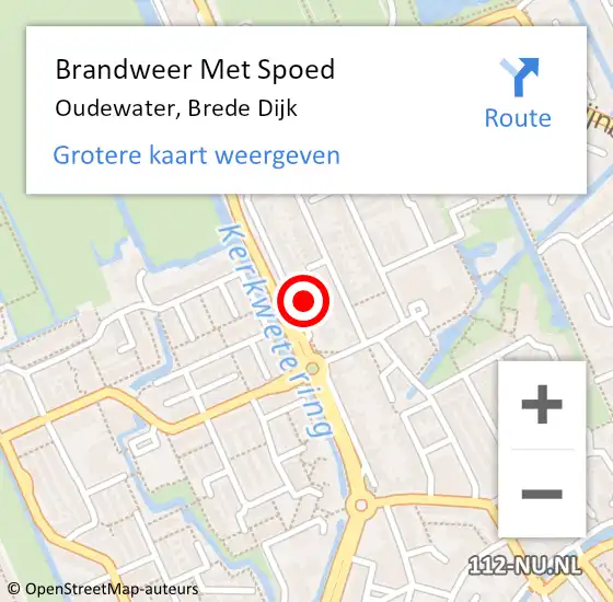 Locatie op kaart van de 112 melding: Brandweer Met Spoed Naar Oudewater, Brede Dijk op 18 juni 2022 01:29