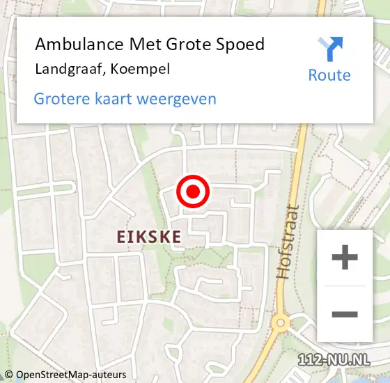 Locatie op kaart van de 112 melding: Ambulance Met Grote Spoed Naar Landgraaf, Koempel op 20 juli 2014 14:38