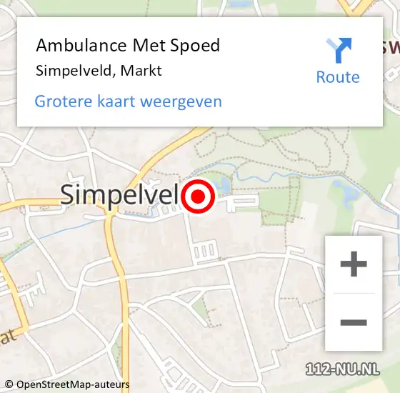 Locatie op kaart van de 112 melding: Ambulance Met Spoed Naar Simpelveld, Markt op 20 juli 2014 14:39