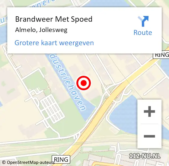 Locatie op kaart van de 112 melding: Brandweer Met Spoed Naar Almelo, Jollesweg op 18 juni 2022 02:00