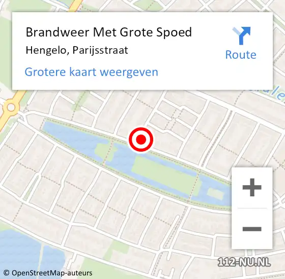 Locatie op kaart van de 112 melding: Brandweer Met Grote Spoed Naar Hengelo, Parijsstraat op 18 juni 2022 02:01