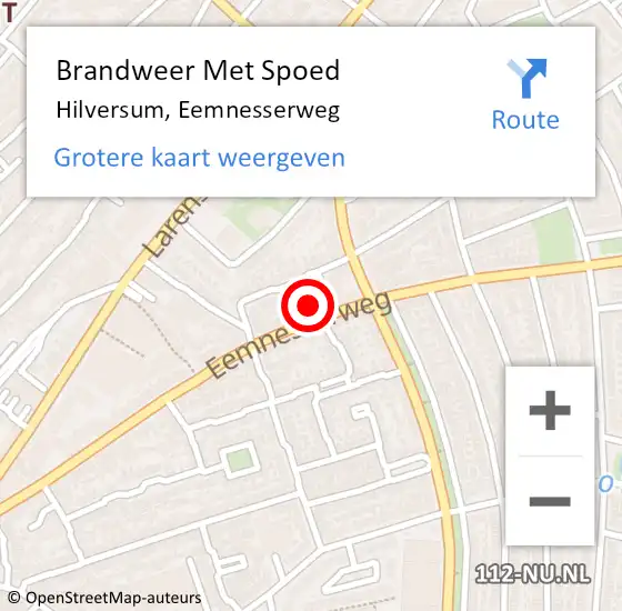 Locatie op kaart van de 112 melding: Brandweer Met Spoed Naar Hilversum, Eemnesserweg op 18 juni 2022 02:40