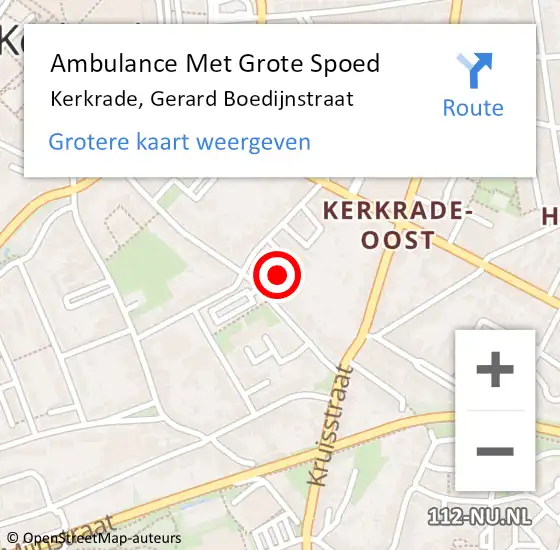 Locatie op kaart van de 112 melding: Ambulance Met Grote Spoed Naar Kerkrade, Gerard Boedijnstraat op 20 juli 2014 14:43