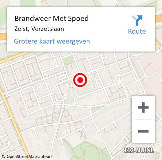 Locatie op kaart van de 112 melding: Brandweer Met Spoed Naar Zeist, Verzetslaan op 18 juni 2022 02:52