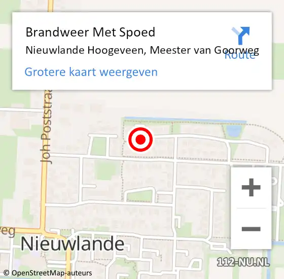 Locatie op kaart van de 112 melding: Brandweer Met Spoed Naar Nieuwlande Hoogeveen, Meester van Goorweg op 18 juni 2022 03:47