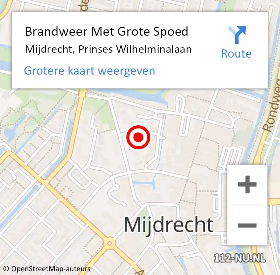 Locatie op kaart van de 112 melding: Brandweer Met Grote Spoed Naar Mijdrecht, Prinses Wilhelminalaan op 18 juni 2022 05:07