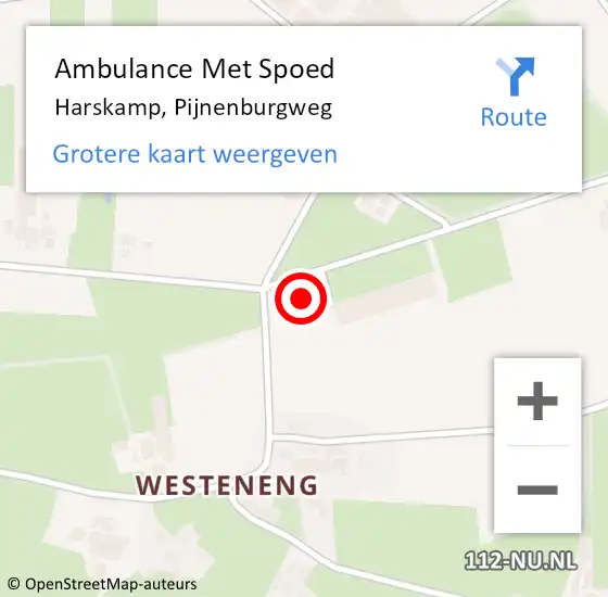 Locatie op kaart van de 112 melding: Ambulance Met Spoed Naar Harskamp, Pijnenburgweg op 18 juni 2022 05:24