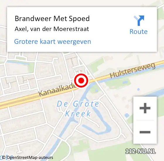 Locatie op kaart van de 112 melding: Brandweer Met Spoed Naar Axel, van der Moerestraat op 18 juni 2022 05:25