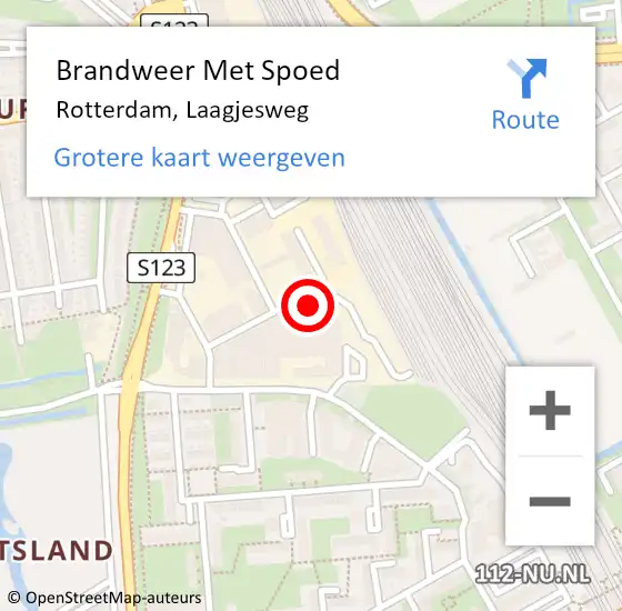 Locatie op kaart van de 112 melding: Brandweer Met Spoed Naar Rotterdam, Laagjesweg op 18 juni 2022 05:35