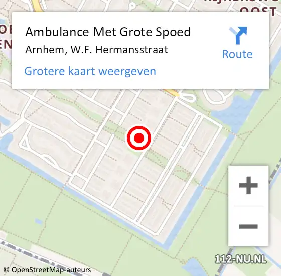 Locatie op kaart van de 112 melding: Ambulance Met Grote Spoed Naar Arnhem, W.F. Hermansstraat op 18 juni 2022 06:01