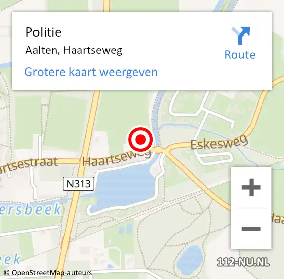 Locatie op kaart van de 112 melding: Politie Aalten, Haartseweg op 18 juni 2022 06:31