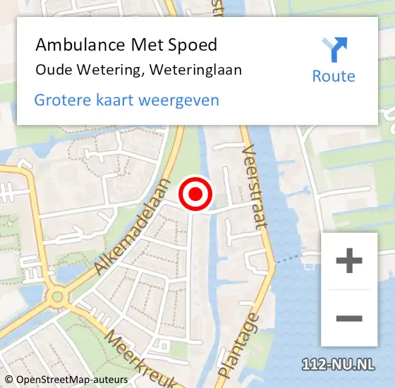 Locatie op kaart van de 112 melding: Ambulance Met Spoed Naar Oude Wetering, Weteringlaan op 18 juni 2022 07:29