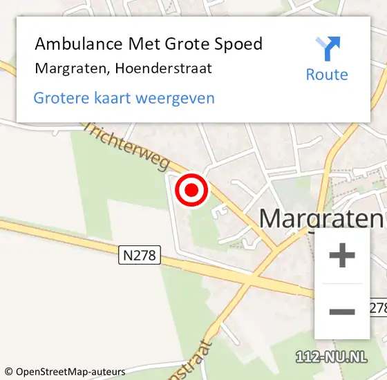 Locatie op kaart van de 112 melding: Ambulance Met Grote Spoed Naar Margraten, Hoenderstraat op 20 juli 2014 14:59
