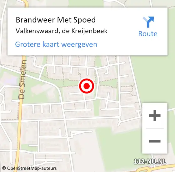 Locatie op kaart van de 112 melding: Brandweer Met Spoed Naar Valkenswaard, de Kreijenbeek op 18 juni 2022 07:52