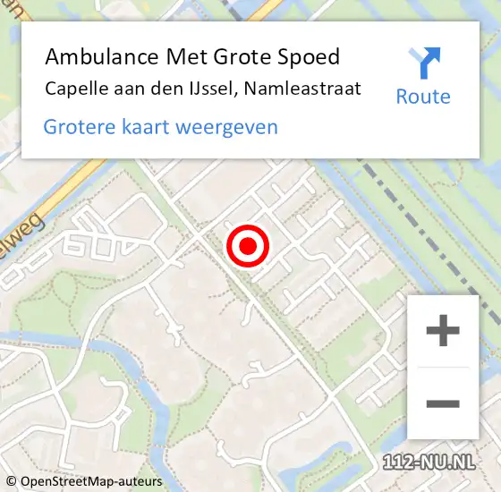 Locatie op kaart van de 112 melding: Ambulance Met Grote Spoed Naar Capelle aan den IJssel, Namleastraat op 18 juni 2022 08:10