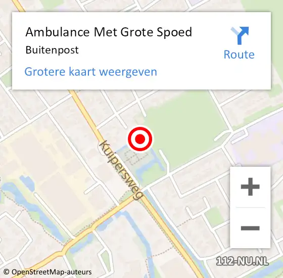 Locatie op kaart van de 112 melding: Ambulance Met Grote Spoed Naar Buitenpost op 18 juni 2022 08:41