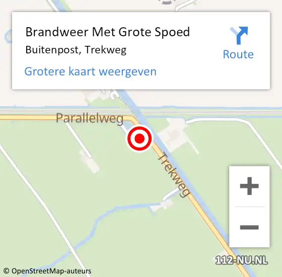 Locatie op kaart van de 112 melding: Brandweer Met Grote Spoed Naar Buitenpost, Trekweg op 18 juni 2022 08:44