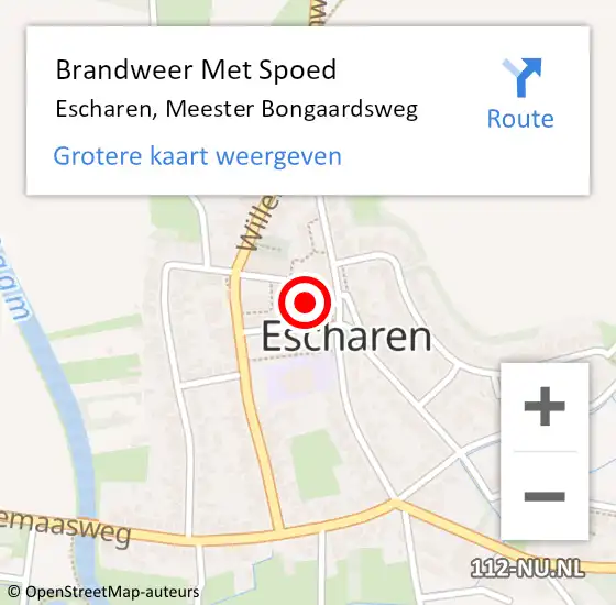 Locatie op kaart van de 112 melding: Brandweer Met Spoed Naar Escharen, Meester Bongaardsweg op 18 juni 2022 08:52
