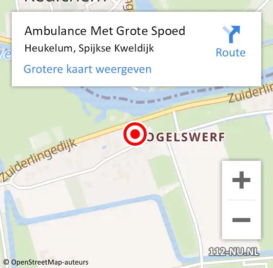 Locatie op kaart van de 112 melding: Ambulance Met Grote Spoed Naar Heukelum, Spijkse Kweldijk op 18 juni 2022 09:13