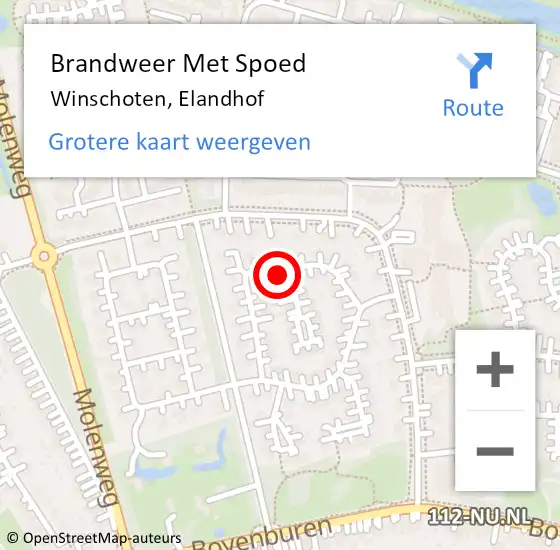 Locatie op kaart van de 112 melding: Brandweer Met Spoed Naar Winschoten, Elandhof op 18 juni 2022 09:16