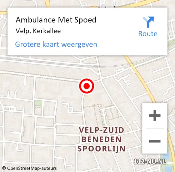 Locatie op kaart van de 112 melding: Ambulance Met Spoed Naar Velp, Kerkallee op 18 juni 2022 09:29