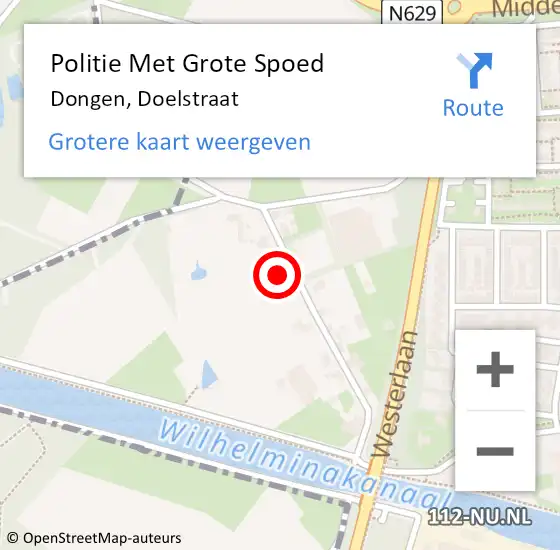 Locatie op kaart van de 112 melding: Politie Met Grote Spoed Naar Dongen, Doelstraat op 18 juni 2022 09:59