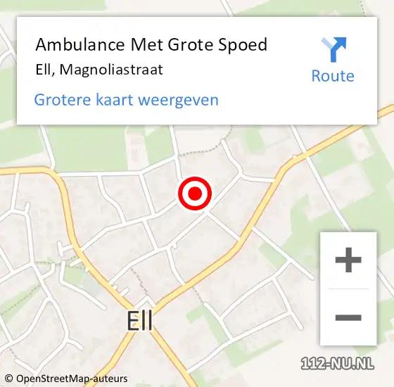 Locatie op kaart van de 112 melding: Ambulance Met Grote Spoed Naar Ell, Magnoliastraat op 18 juni 2022 10:04