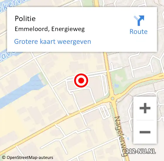 Locatie op kaart van de 112 melding: Politie Emmeloord, Energieweg op 18 juni 2022 10:17