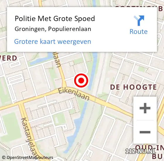 Locatie op kaart van de 112 melding: Politie Met Grote Spoed Naar Groningen, Populierenlaan op 18 juni 2022 10:26