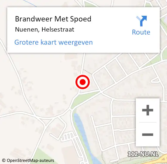 Locatie op kaart van de 112 melding: Brandweer Met Spoed Naar Nuenen, Helsestraat op 18 juni 2022 10:27